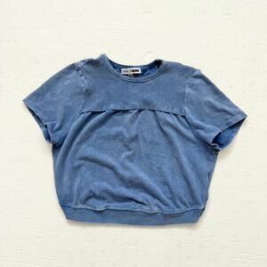 Fashion Nova Blue Baby Tee Crop Top, Size Medium